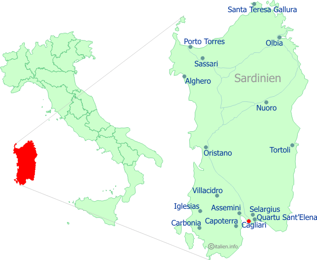 Lage-Karte Sardinien
