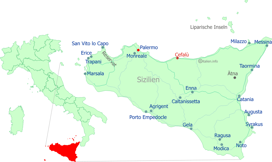 Lage-Karte Cefalù